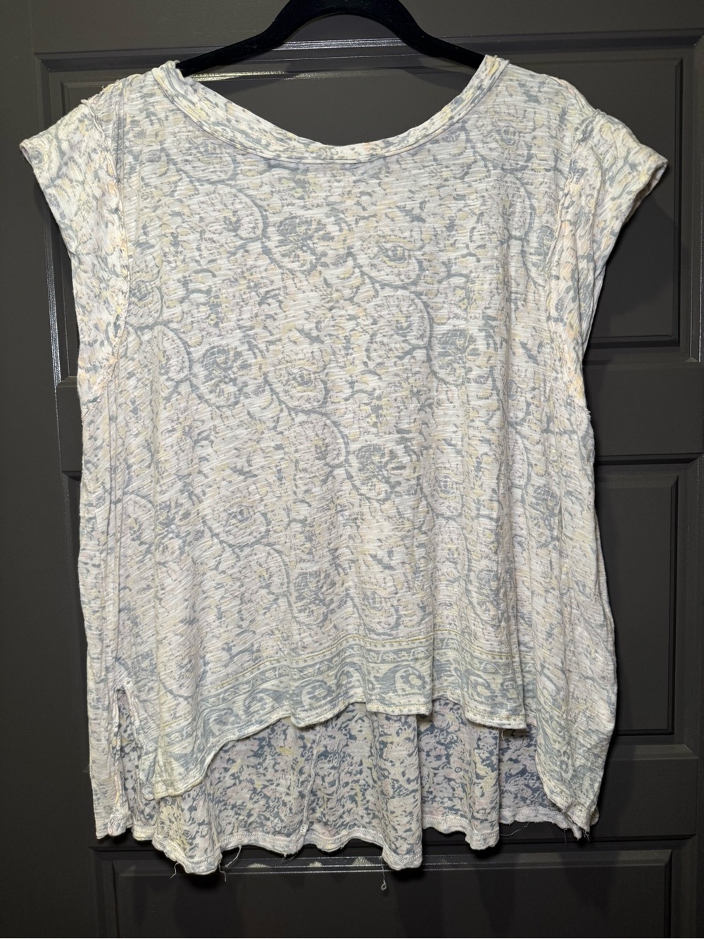 Free People Printed Short Sleeve Top